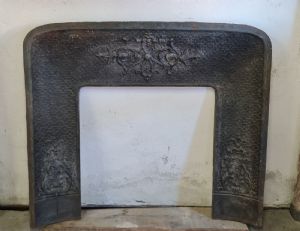 Antique cast iron fireback for fireplace